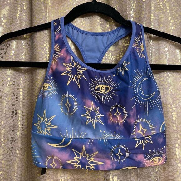 Victoria’s Secret Sport Celestial Sun Moon Stars Blue Purple Sports Bra, S - Picture 1 of 4